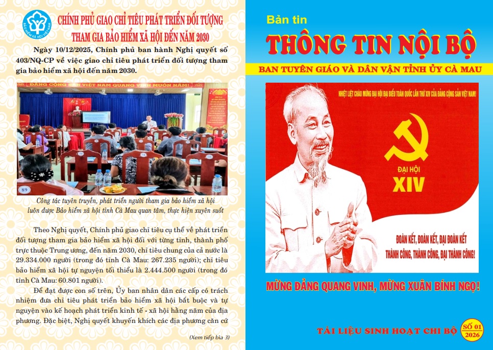 Bản tin Thông tin nội bộ - Ban Tuyên giáo và Dân vận Tỉnh ủy - Tài liệu sinh hoạt Chi bộ tháng 01/2026